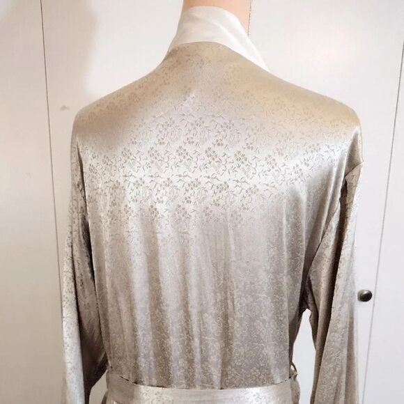 Victoria's Secret 1999 Gold Ivory Satin Textured Long Kimono Robe M/ L - Picture 16 of 16